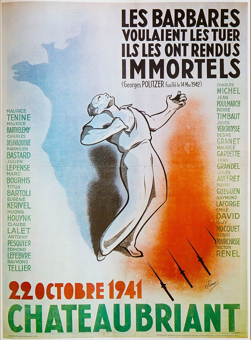 France, Paris, former propaganda poster of the Second World War (39-45)