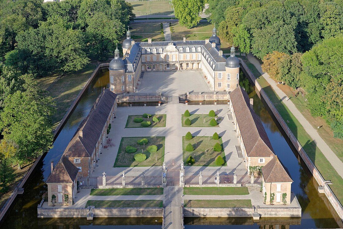 France, Saone et Loire, the castle of Pierre de Bresse (aerial view)