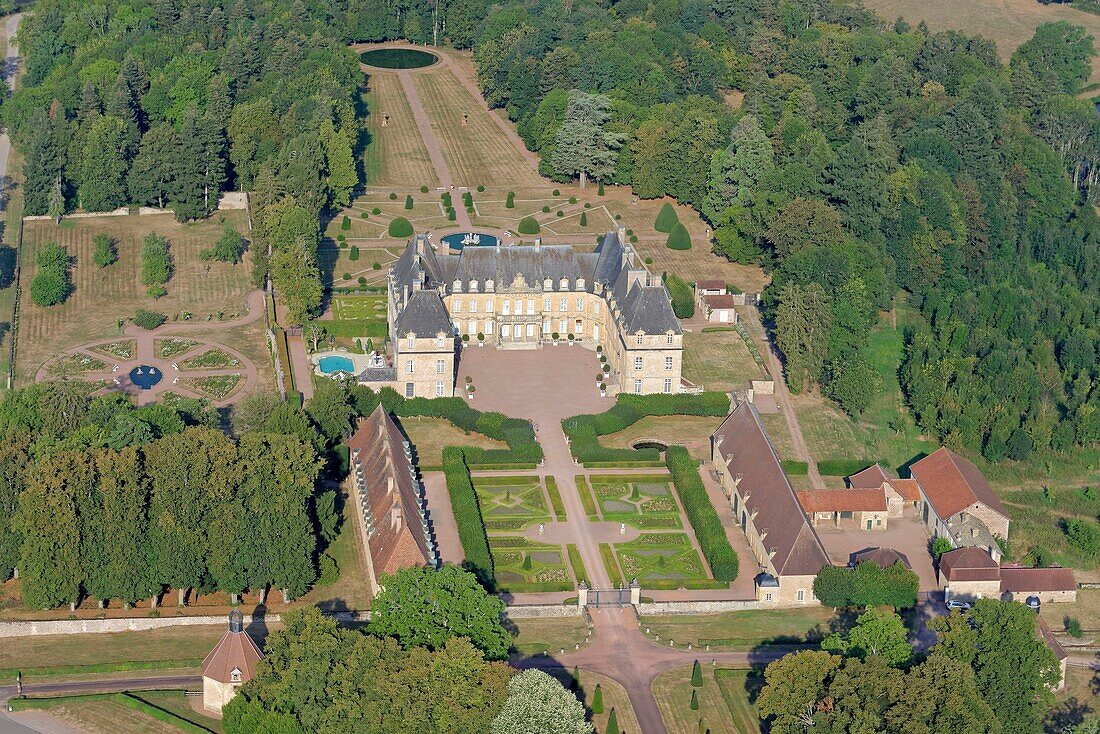 France, Saone et Loire, Curbigny, the castle of Dree (aerial view)