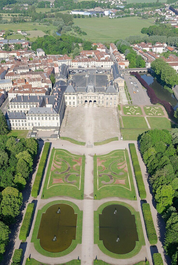 France, Meurthe et Moselle, Luneville, the castle and its gardens (aerial view)