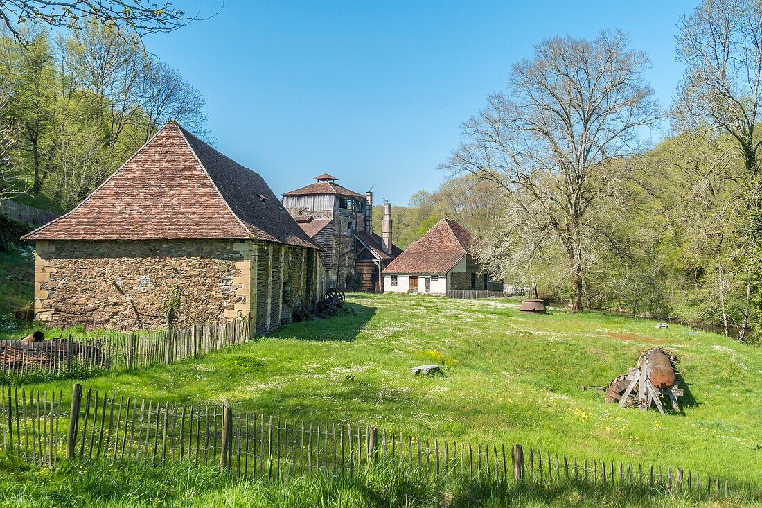 France, Dordogne, old foundry of Savignac Ledrier, ecomuseum of Auvezere, industrial heritage, Auvezere valley