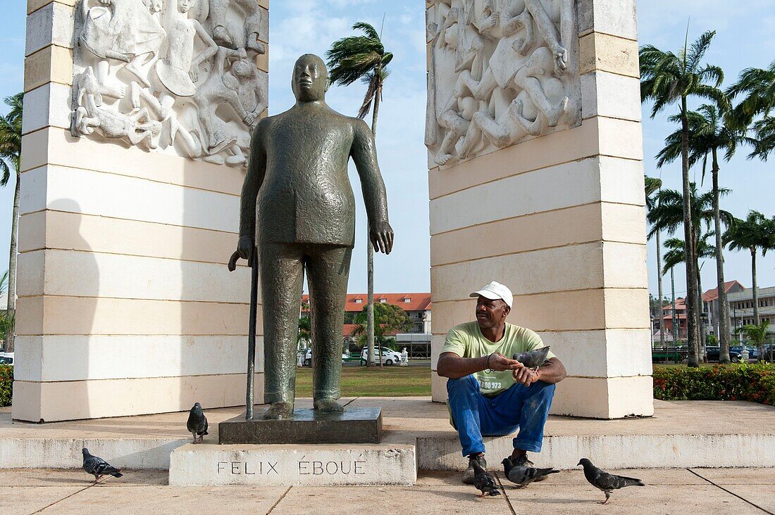 France, French Guiana, Cayenne, Statue of Felix Eboue