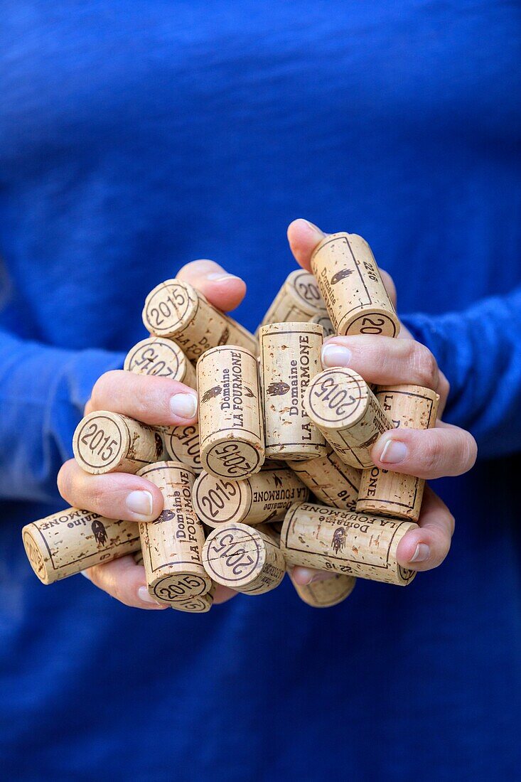 France, Vaucluse, Vacqueyras, Domaine La Fourmone, corks