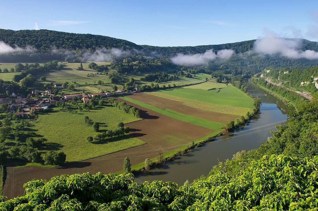 France, Doubs, Baumes Les Dames, veloroute, euro bike 6, Gamache jump fairway and Esnant village