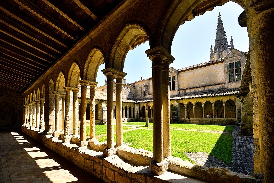 France, Gironde, Saint Emilion, listed as World Heritage by UNESCO, the medieval city, 12th century collegiate church, the cloister