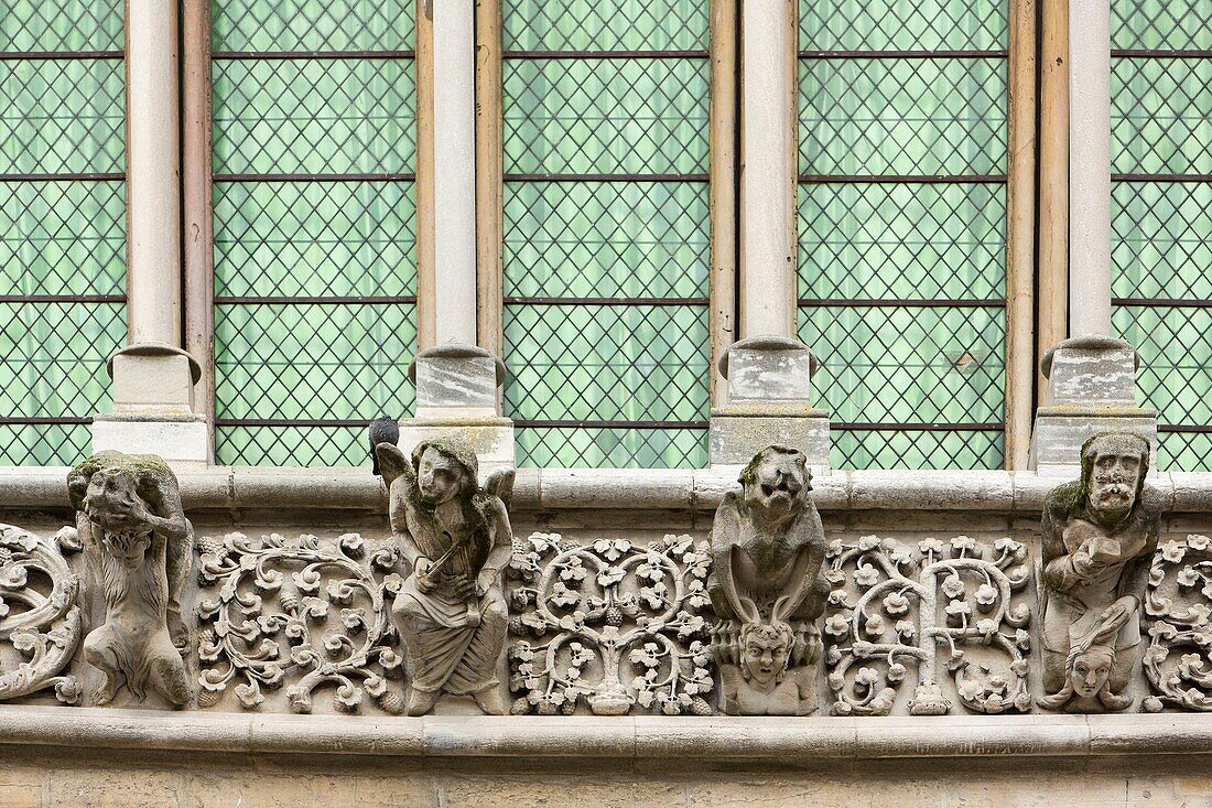 Frankreich, Cote d'Or, Kulturlandschaft der burgundischen Klimazonen, die von der UNESCO zum Weltkulturerbe erklärt wurde, Dijon, Detail der Wasserspeier an der Westfassade der Kirche Notre Dame de Dijon