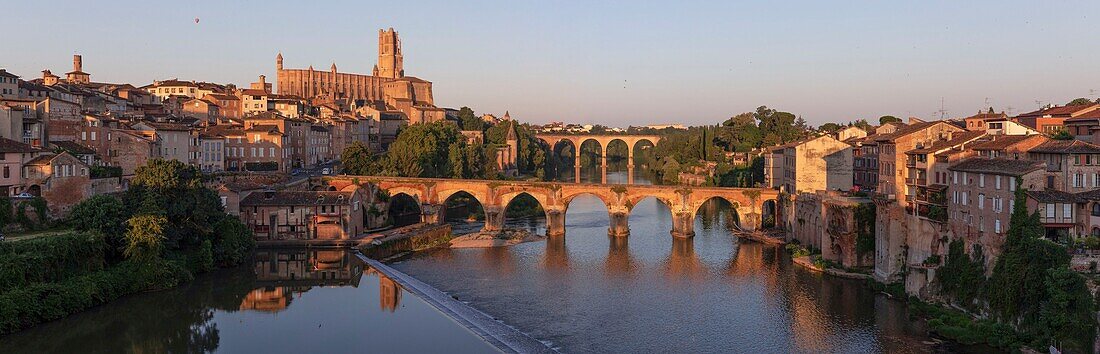 France, Tarn, Albi, listed as World Heritage by UNESCO, the cathedral, the old bridge and the Tarn river