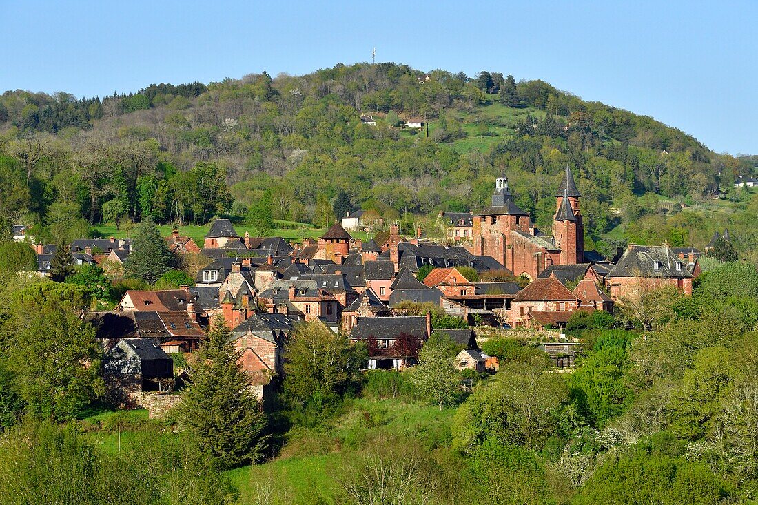 Frankreich, Correze, Collonges la Rouge, Bezeichnung Les Plus Beaux Villages de France (Die schönsten Dörfer Frankreichs), Dorf aus rotem Sandstein