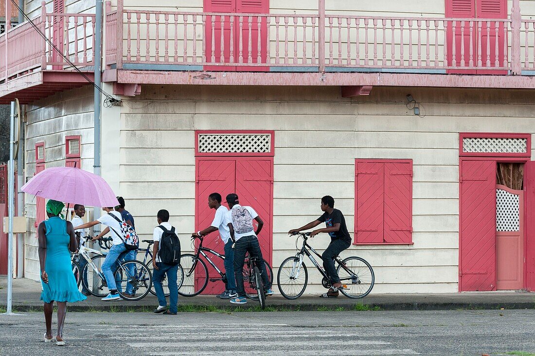 France, French Guiana, Saint Laurent du Maroni, street scene