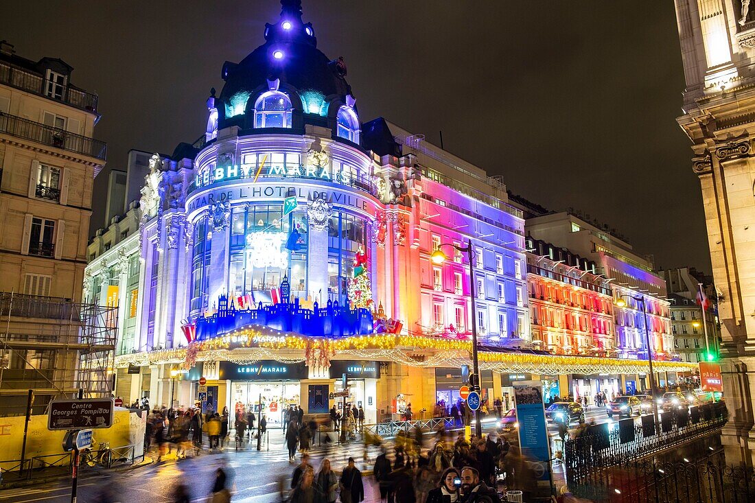 France, Paris, City Hall Bazaar (BHV) during the Christmas holidays
