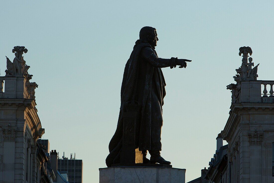 France, Meurthe et Moselle, Nancy, Stanislas square (former royal square) built by Stanislas Leszczynski, king of Poland and last duke of Lorraine in the 18th century, listed as World Heritage by UNESCO,statue of Stanislas Lezsczynski