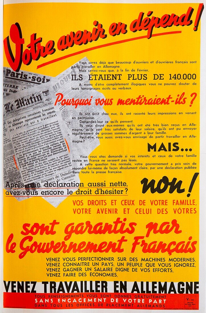 France, Paris, former propaganda poster of the Second World War (39-45)