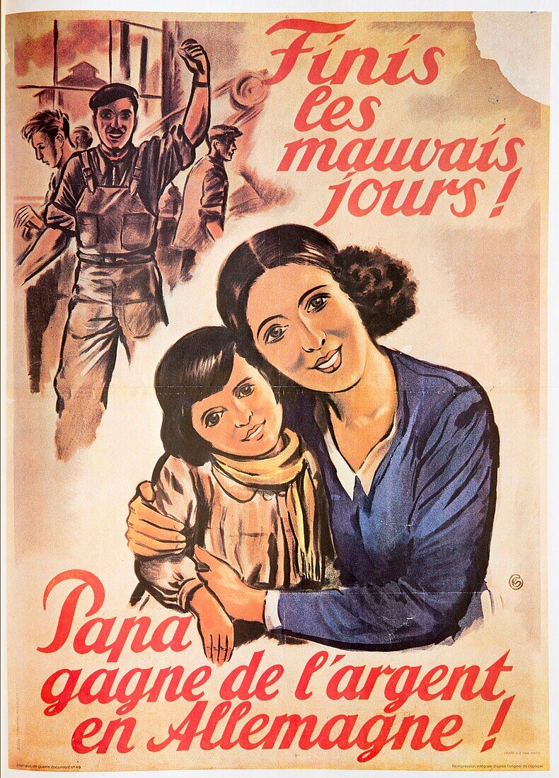 France, Paris, former propaganda poster of the Second World War (39-45)