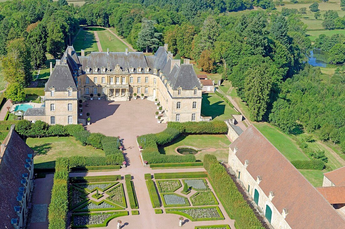 France, Saone et Loire, Curbigny, the castle of Dree (aerial view)