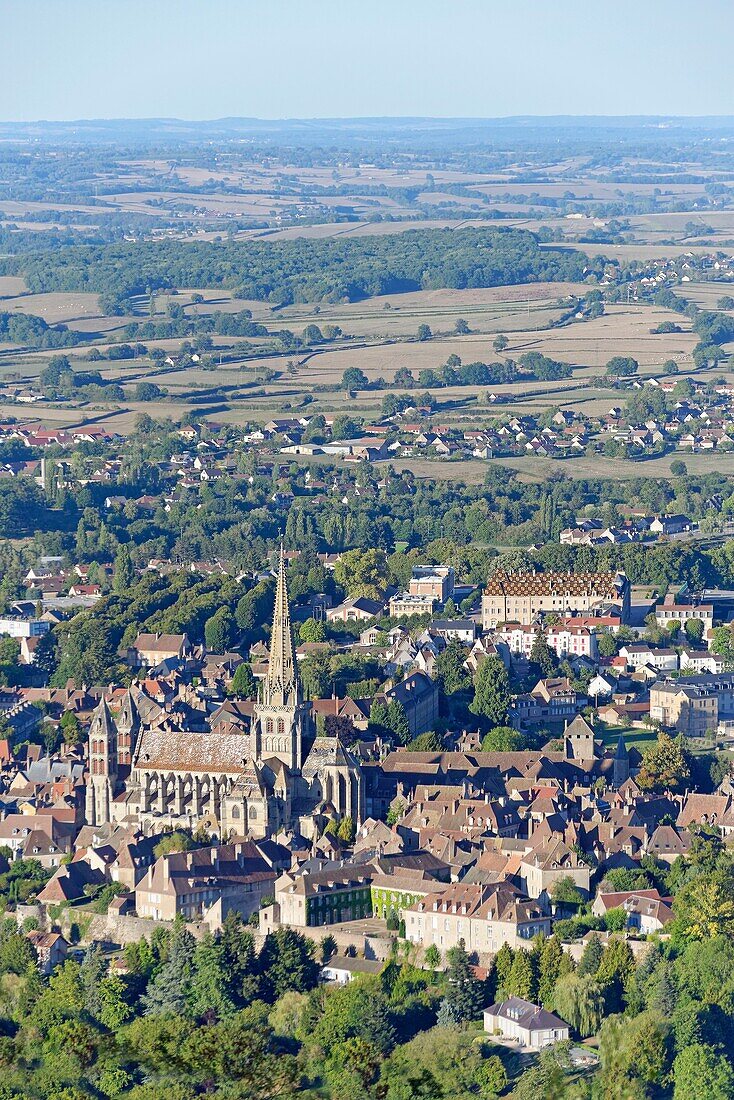 France, Saone et Loire, Autun, Autun, Cathedral Saint Lazarre (aerial view)