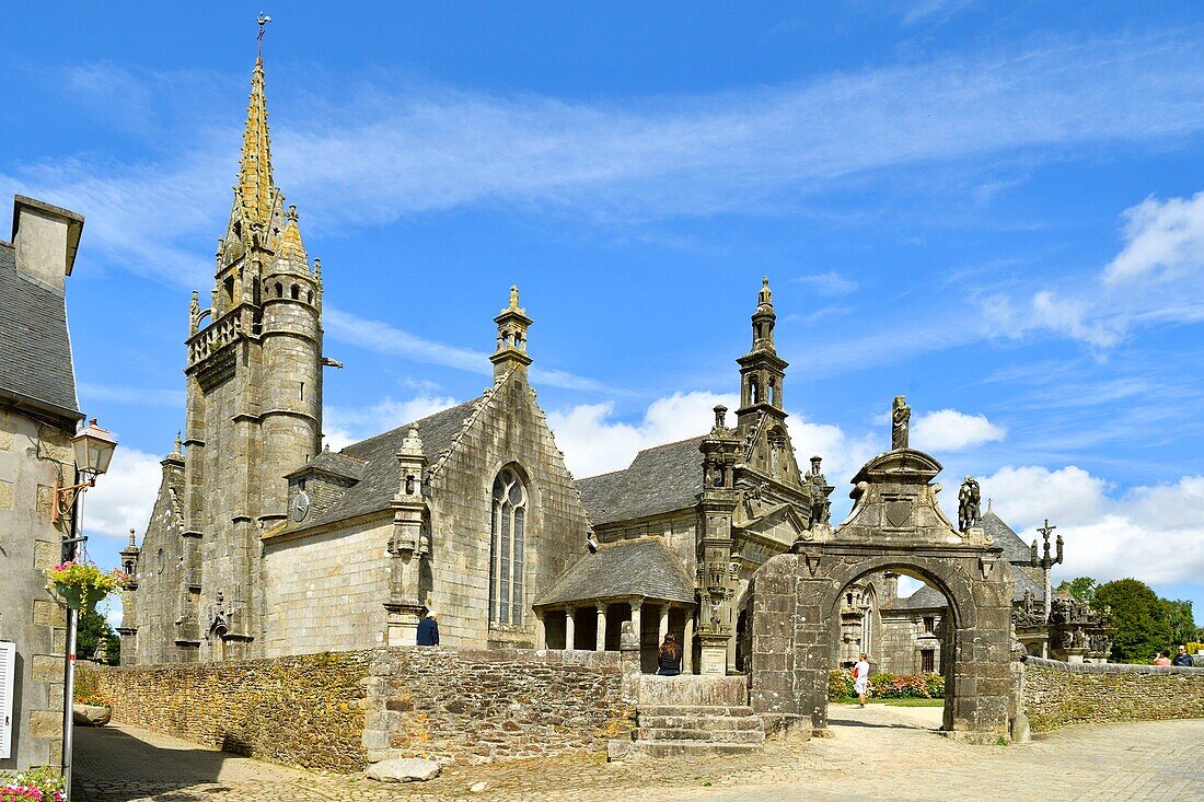 France, Finistere, Guimiliau, parish enclosure, the calvary and the church