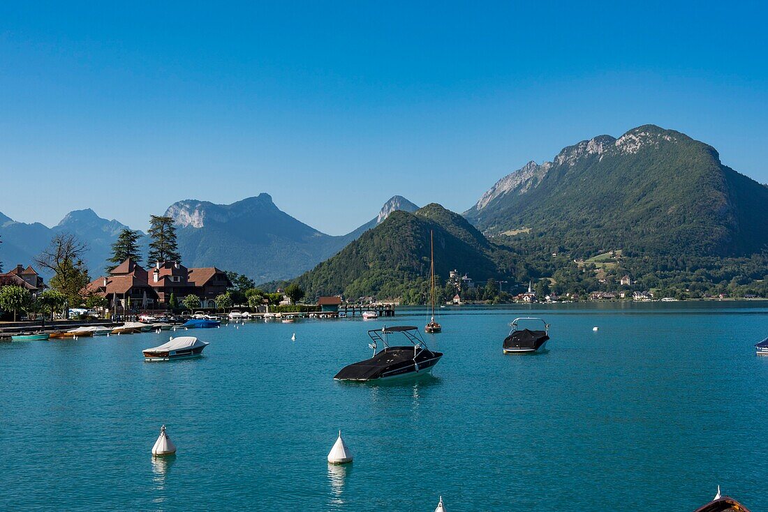 France, Haute Savoie, Lake Annecy, the Bay of Talloires and the Bauges