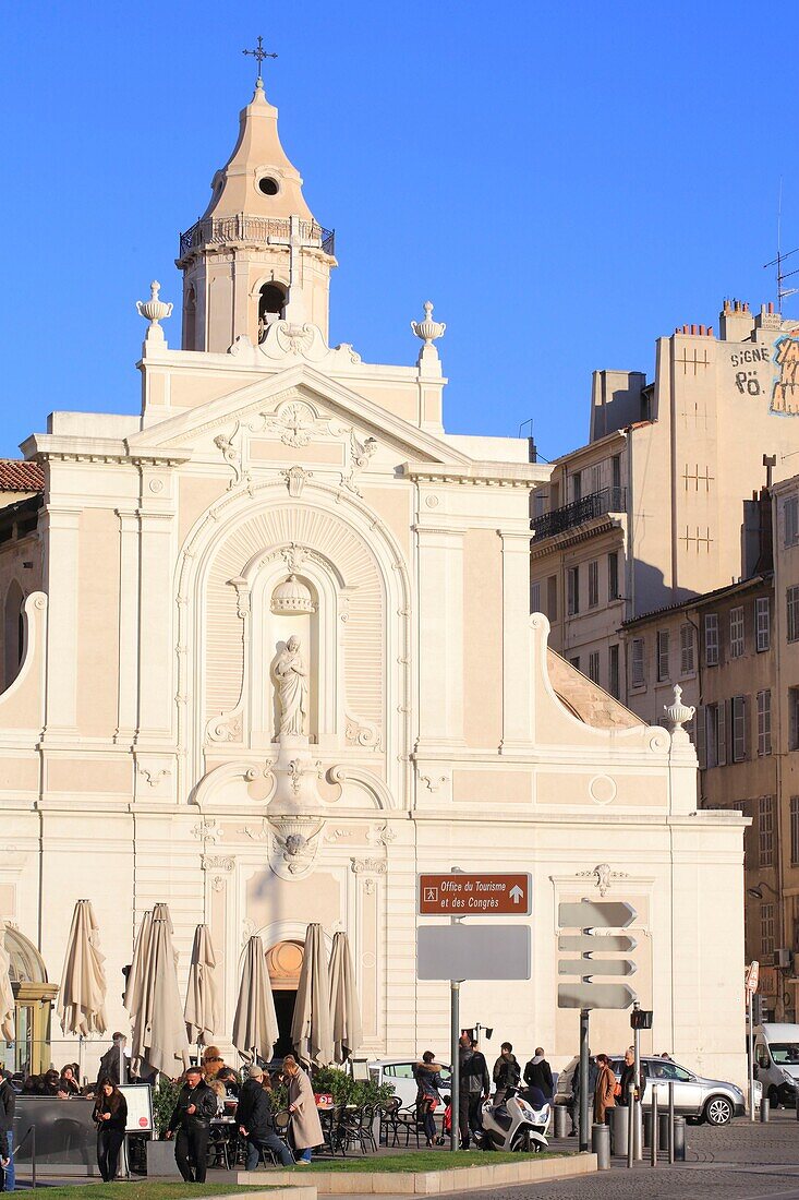 Frankreich, Bouches du Rhone, Marseille, Vieux Port, Augustinerkirche (oder Saint Ferreol les Augustins), Fassade aus dem 18.