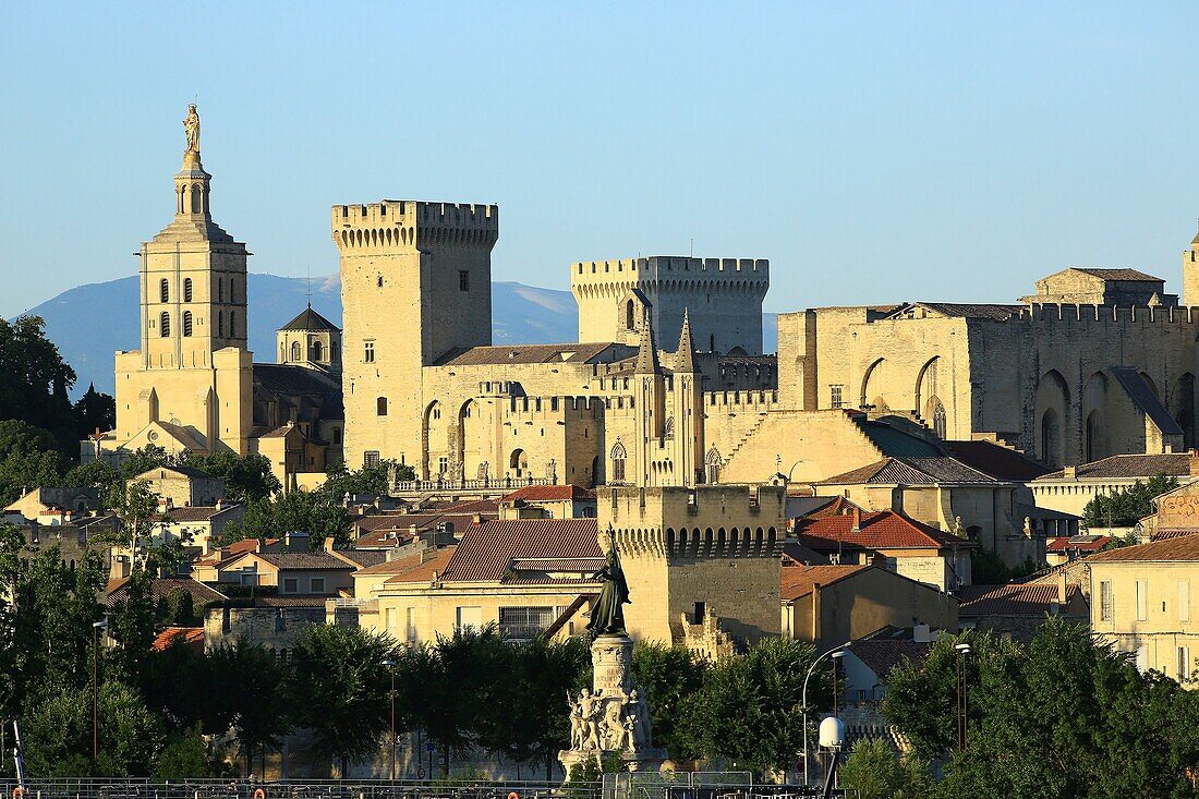 France, Vaucluse, Avignon, the Cathedral of the Doms (12th century) and the Palais of the Popes (14th) listed as World Heritage by UNESCO