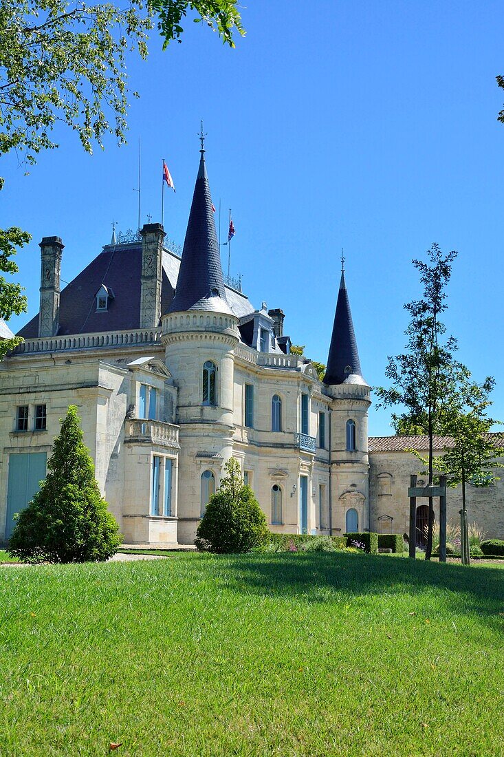 France, Gironde, Margaux, Medoc region, the chateau Palmer where wine is produced 3rd cru