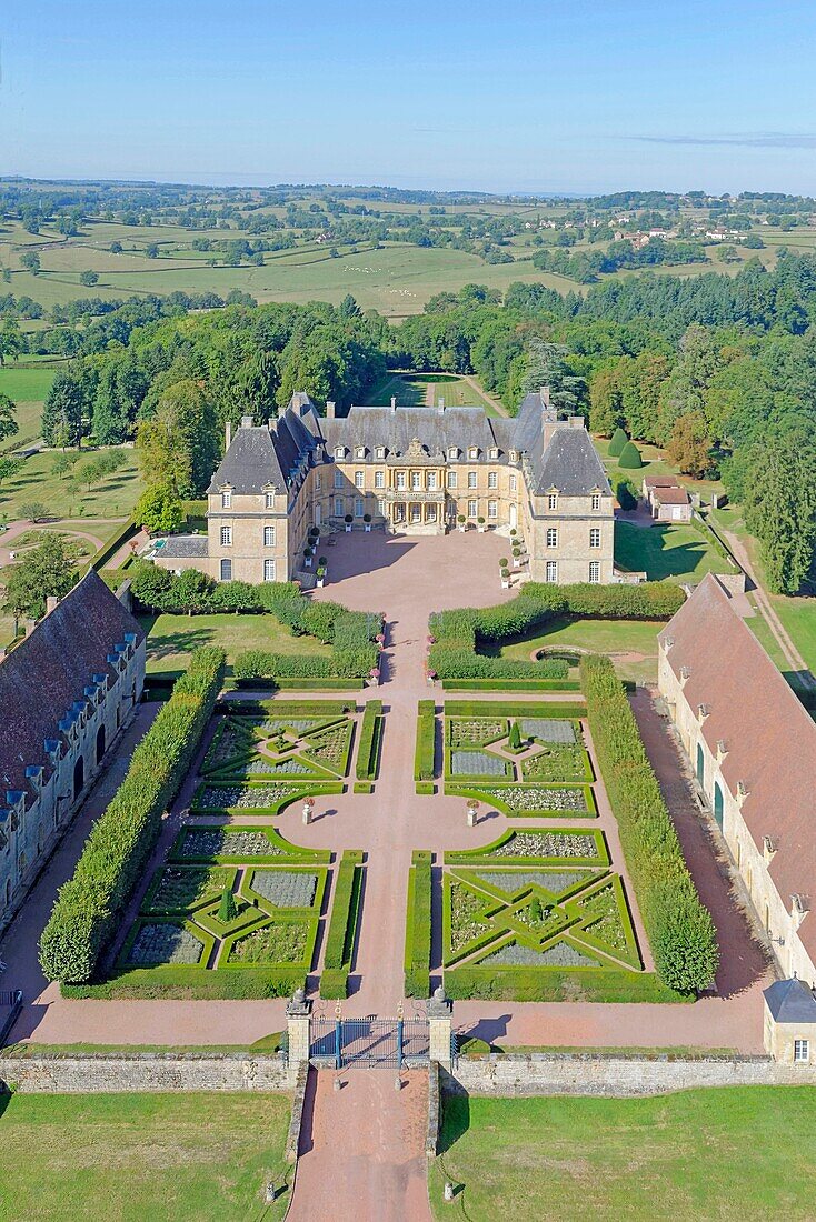 Frankreich, Saone et Loire, Curbigny, das Schloss von Dree (Luftaufnahme)