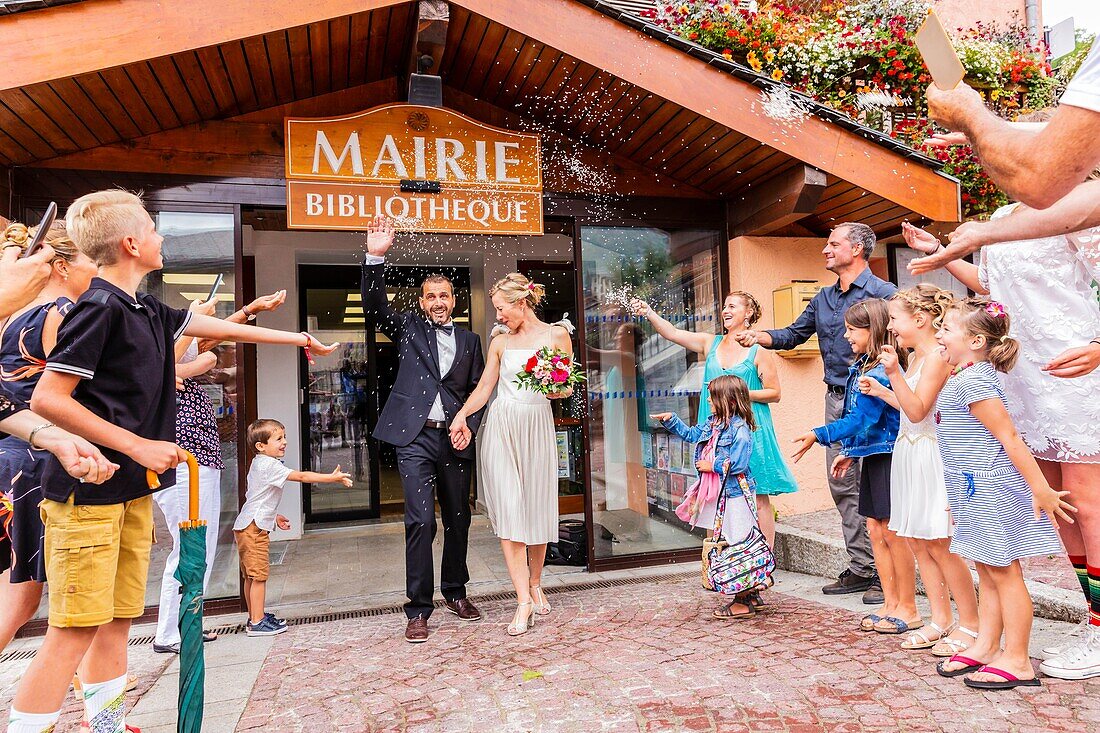 Frankreich, Savoie, Saint-Martin-de-Belleville, Hochzeit von Marianne und Gerald