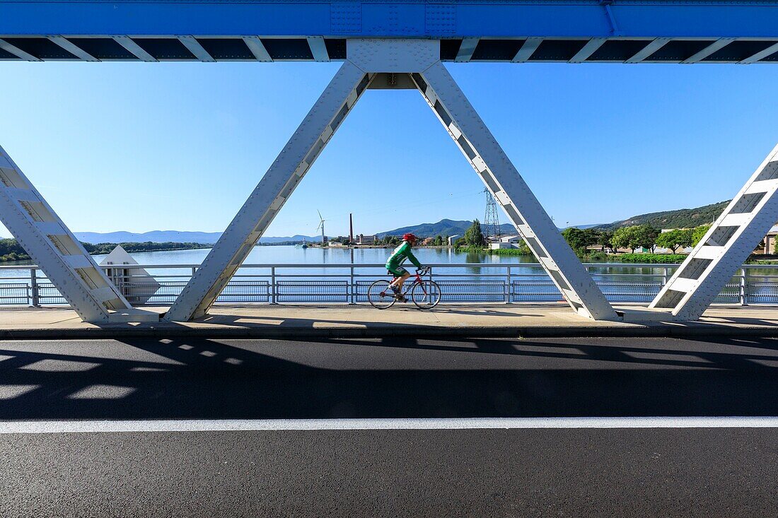 France, Ardeche, Le Pouzin, Bridge on the Rhone, Loriol road