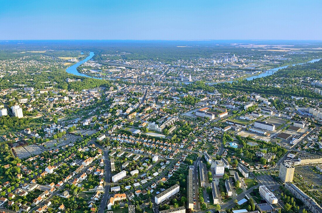 France, Seine et Marne, city of Melun (aerial view)