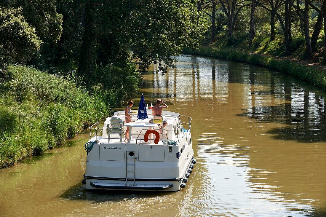 France, Aude, Canal du Midi, listed as World Heritage by UNESCO, marina at port de la Robine
