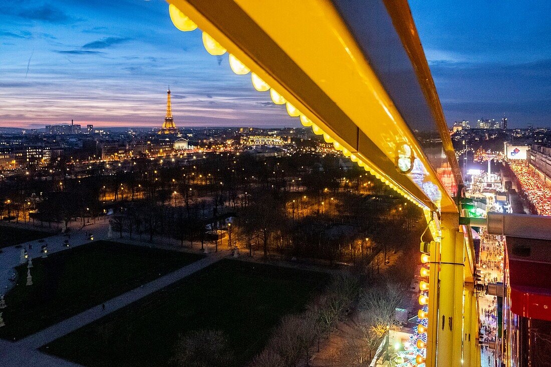 France, Paris, Tuileries Garden, Christmas Market and Ferris Wheel