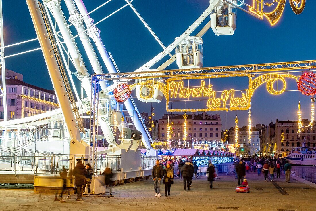 France, Bouches du Rhone, Marseille, Vieux Port, the Christmas market and the Grande Roue