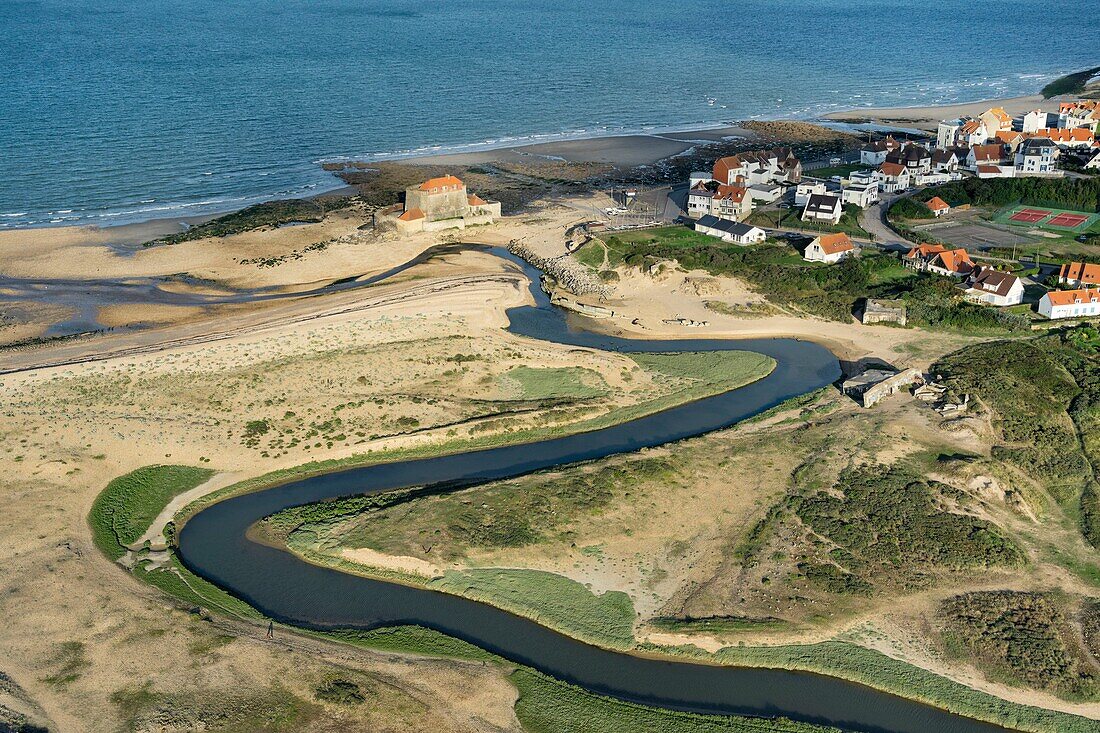 Frankreich, Pas de Calais, Ambleteuse, die Festung von Mahon, die Festung von Vauban (Luftaufnahme)