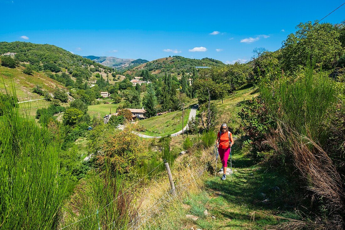 France, Ardeche, Monts d'Ardeche Regional Nature Park, hike starting from Saint Andeol de Vals