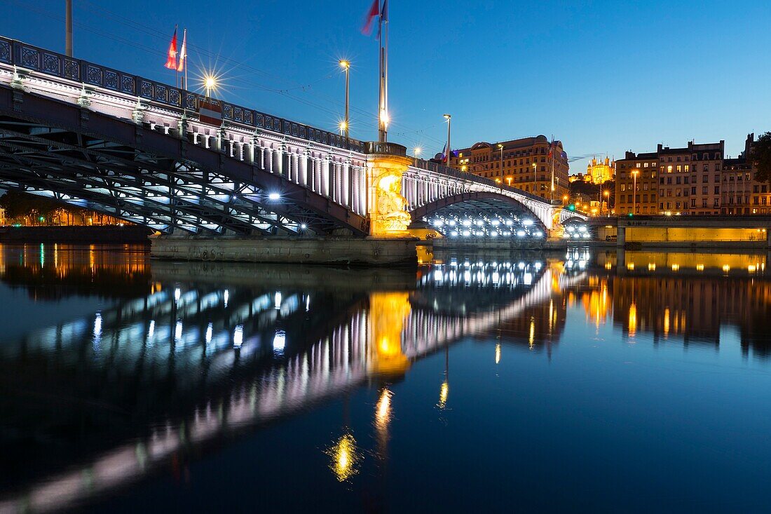 France, Rhône, Lyon, 2nd district, Pont Lafayette on the Rhone, a UNESCO World Heritage Site