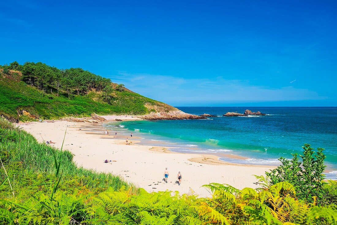 Frankreich, Cotes d'Armor, Erquy, Strand von Portuais im Herzen des Kaps von Erquy