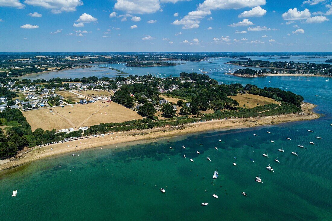 France, Morbihan, Gulf of Morbihan, Baden and Toulindac (aerial view)