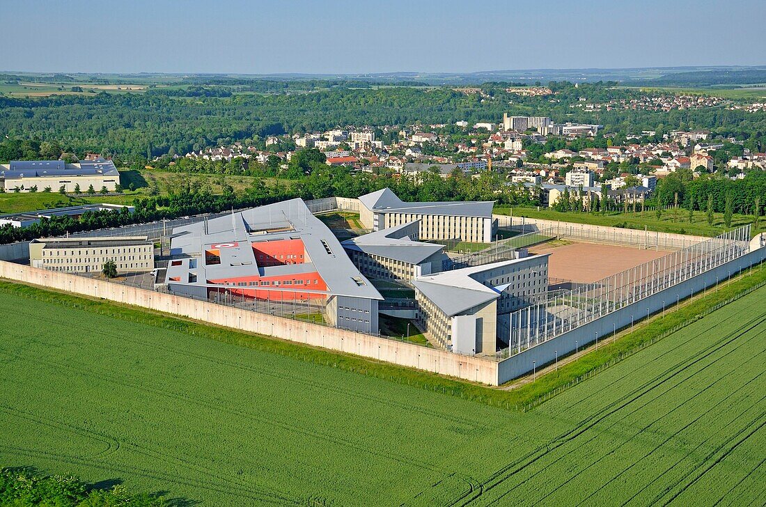 France, Seine et Marne, Meaux, prison Center Chauconin Neufmontiers de Meaux (aerial view)