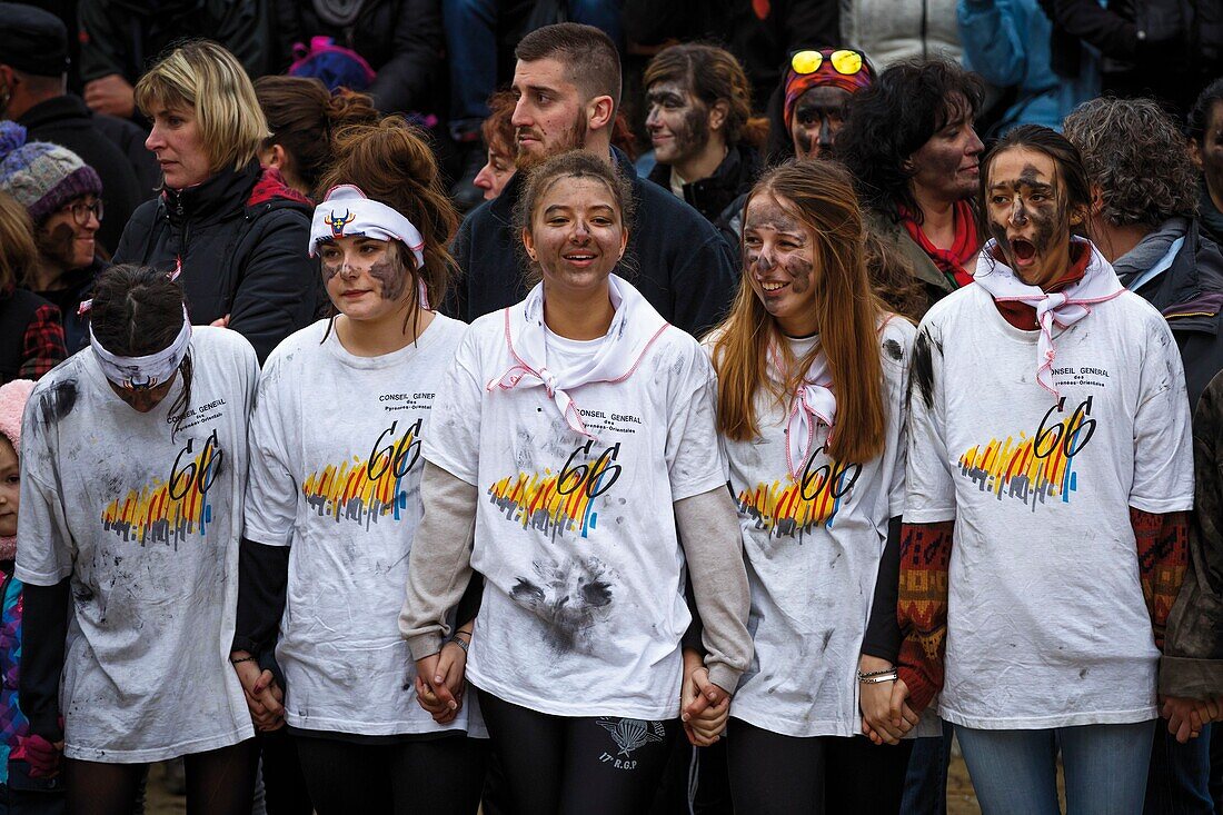 France, Pyrenees Orientales, Prats-de-Mollo, life scene during the bear celebrations at the carnival