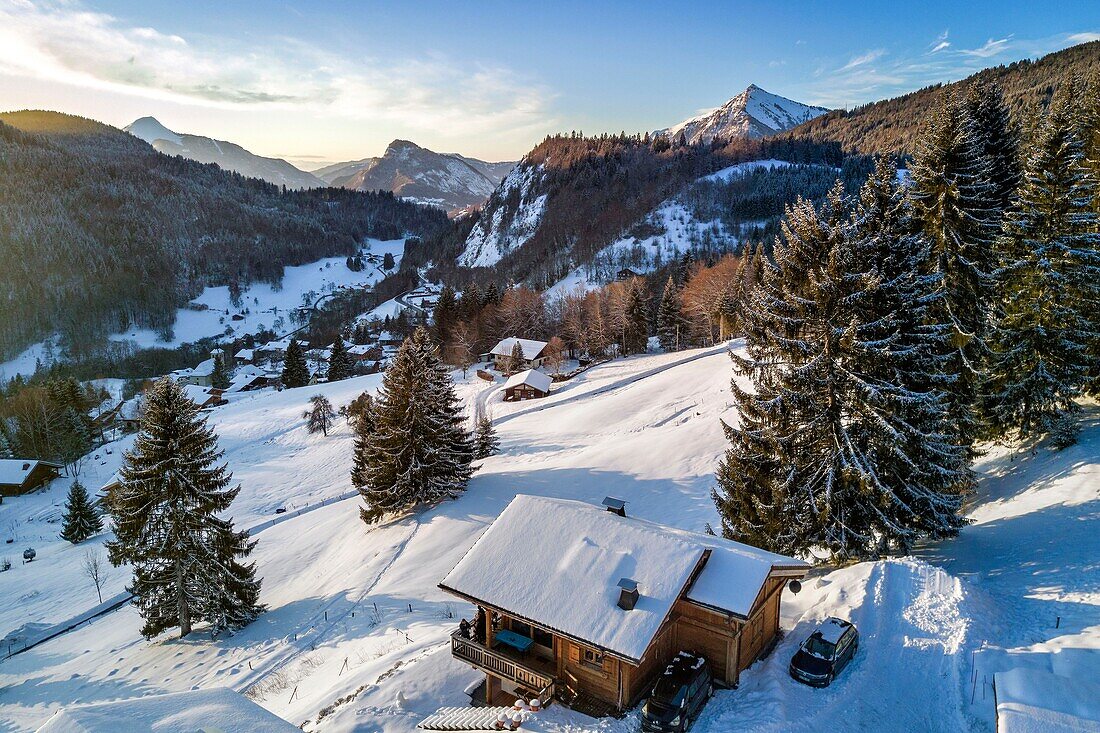 France, Haute Savoie, Les Carroz d'Araches ski resort, Araches la Frasse village