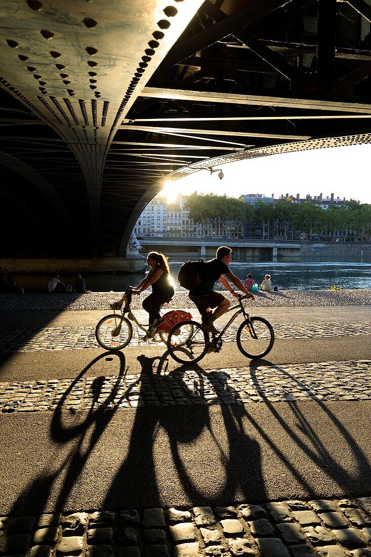 France, Rhone, Lyon, Les Brotteaux district, Sarrail General Dock on the Rhone, Lafayette bridge, historical site classified as World Heritage by UNESCO