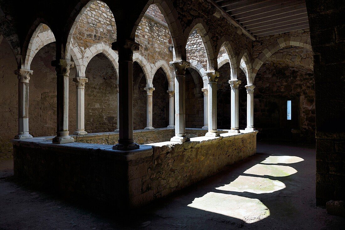 France, Alpes Maritimes, Lerins Islands, Saint Honorat island, Abbey of Lerins, former fortified monastery raised in 1073, the upper cloister