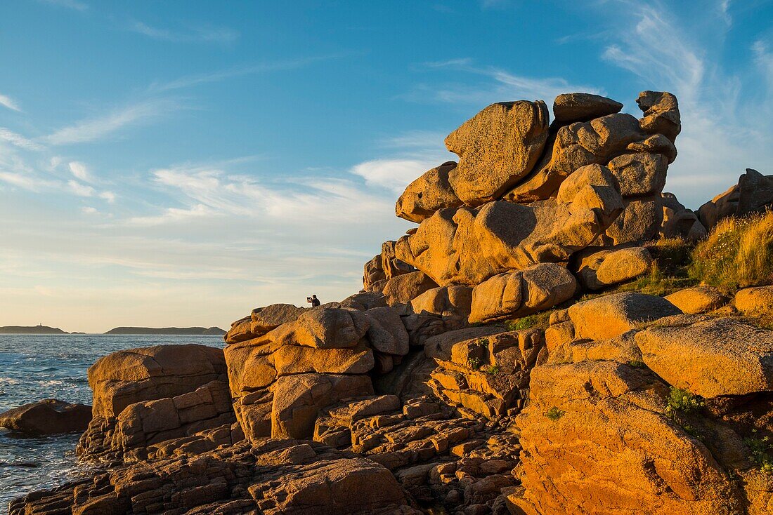 France, Cotes d'Armor, Ploumanach, Perros-Guirec, Pink granite coast, the Customs trail or GR Grande 34 hiking trail