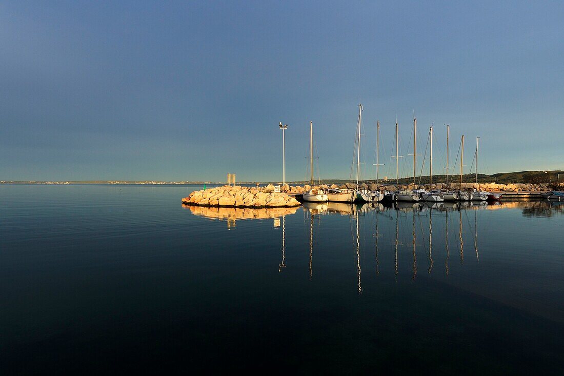 France, Bouches du Rhone, Saint Chamas, Les Cabanes district, Etang de Berre, Port of Sagnas