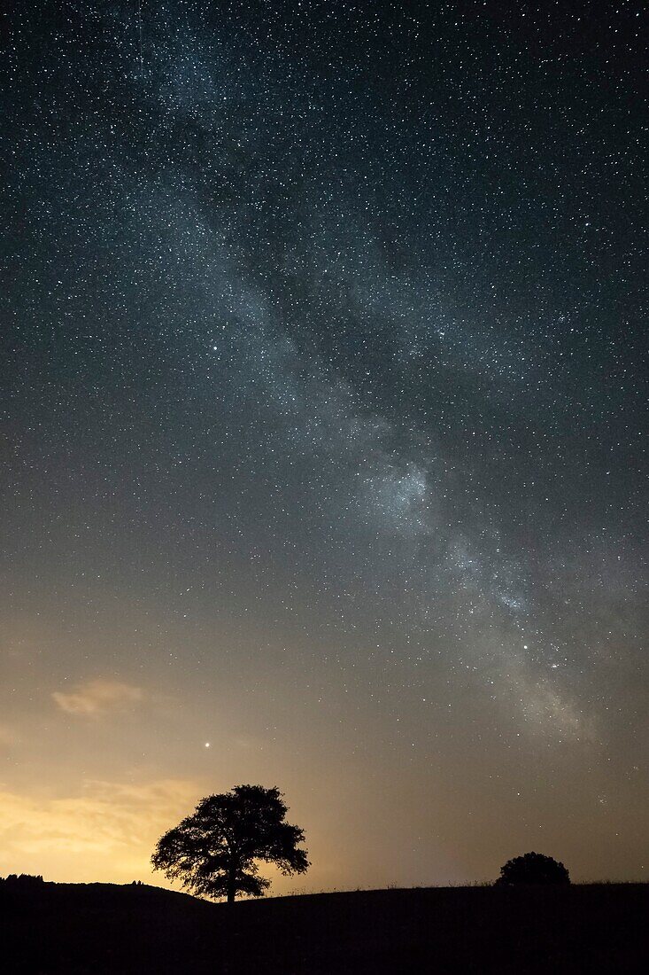 France, Puy de Dome, Saint Angel, Les Chaumards hamlet, the Milky Way