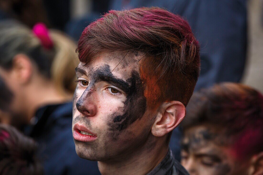 France, Pyrenees Orientales, Prats-de-Mollo, life scene during the bear celebrations at the carnival