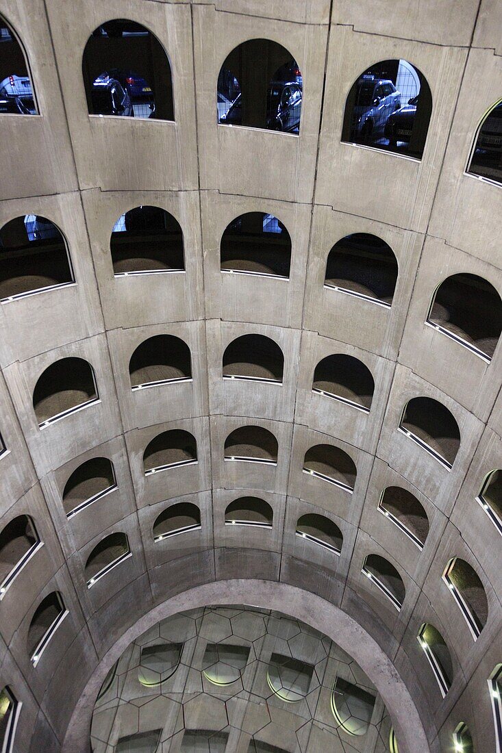 France, Rhône, Lyon, 2nd district, Bellecour district, Célestins car park, architects Michel Targe and Jean-Michel Wilmotte, central core of Daniel Buren: a rotating and inclined mirror, entitled "Sens-Dessus Dessous"