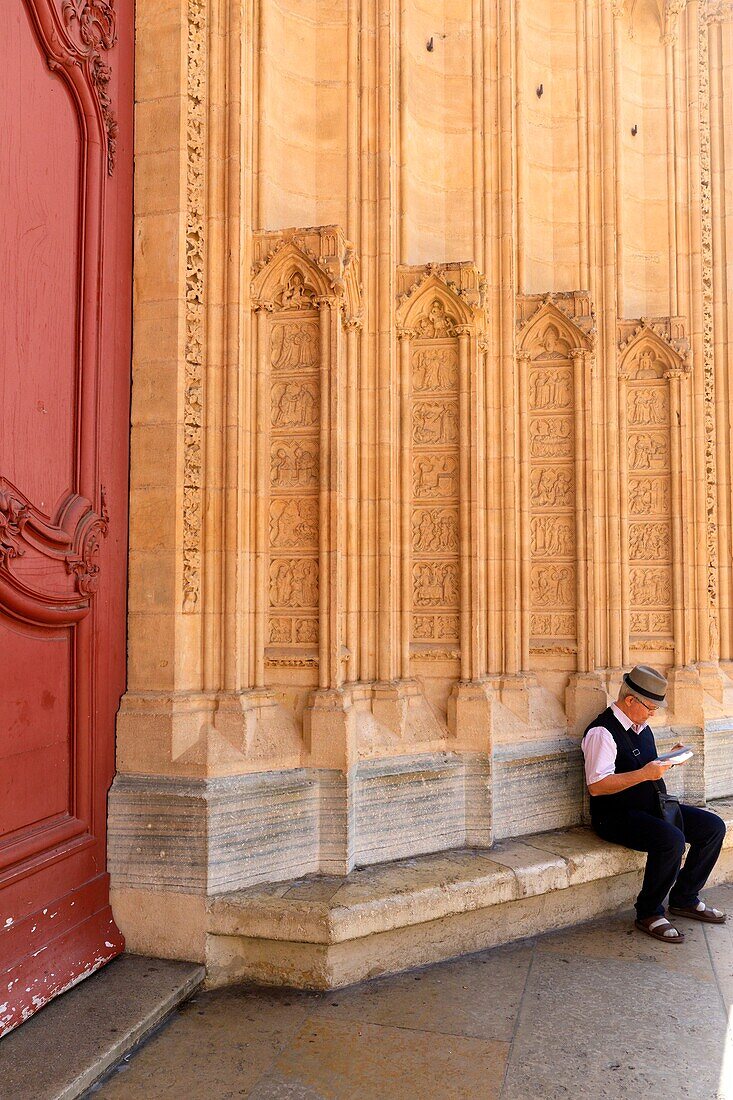 Frankreich, Rhône, Lyon, 5. Arrondissement, Stadtteil Alt-Lyon, historische Stätte, die von der UNESCO zum Weltkulturerbe erklärt wurde, Kathedrale Saint Jean-Baptiste (12. Jh.), denkmalgeschützt