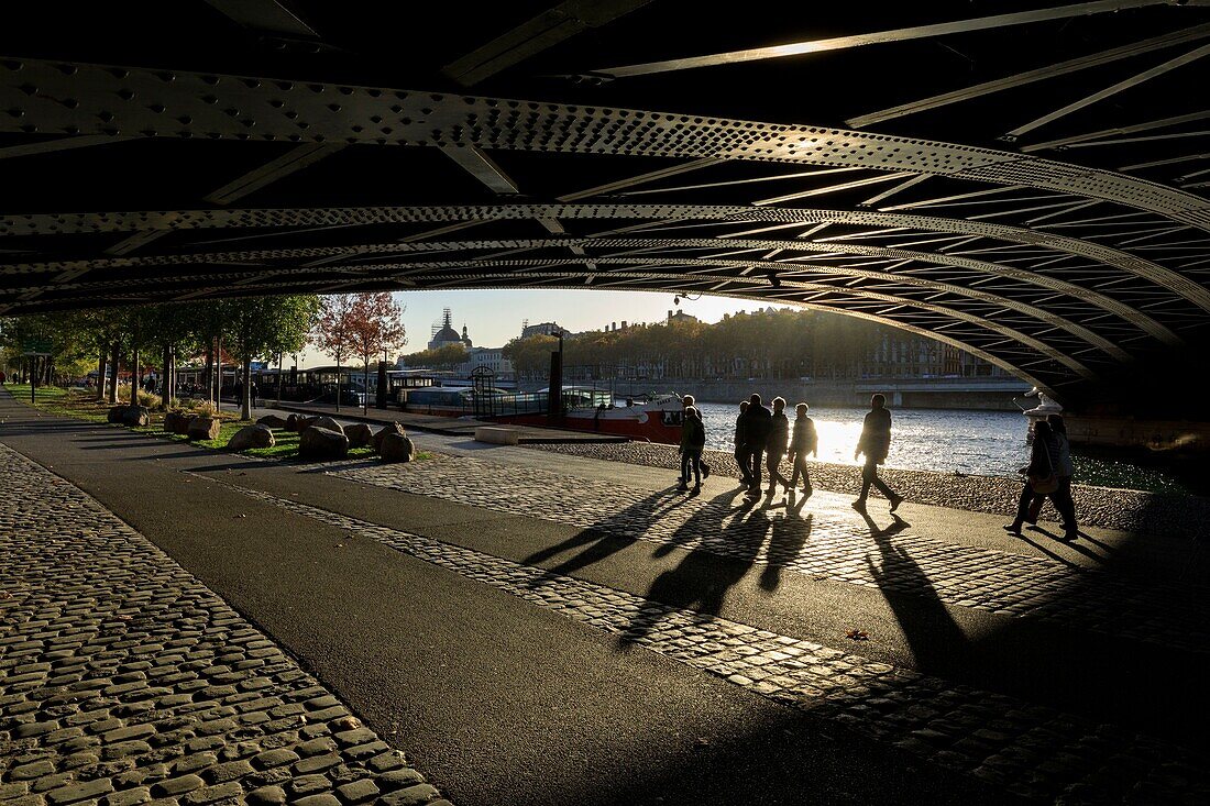 Frankreich, Rhone, Lyon, 6. Arrondissement, Stadtteil Les Brotteaux, Sarrail General Dock an der Rhone, Lafayette-Brücke, historische Stätte, die von der UNESCO zum Weltkulturerbe erklärt wurde