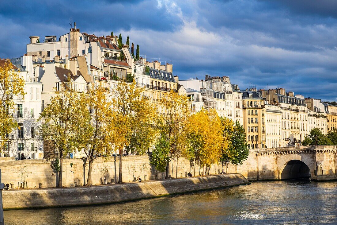 France, Paris, the banks of the Seine river listed as World Heritage by UNESCO, quai d'Orléans on Ile Saint-Louis