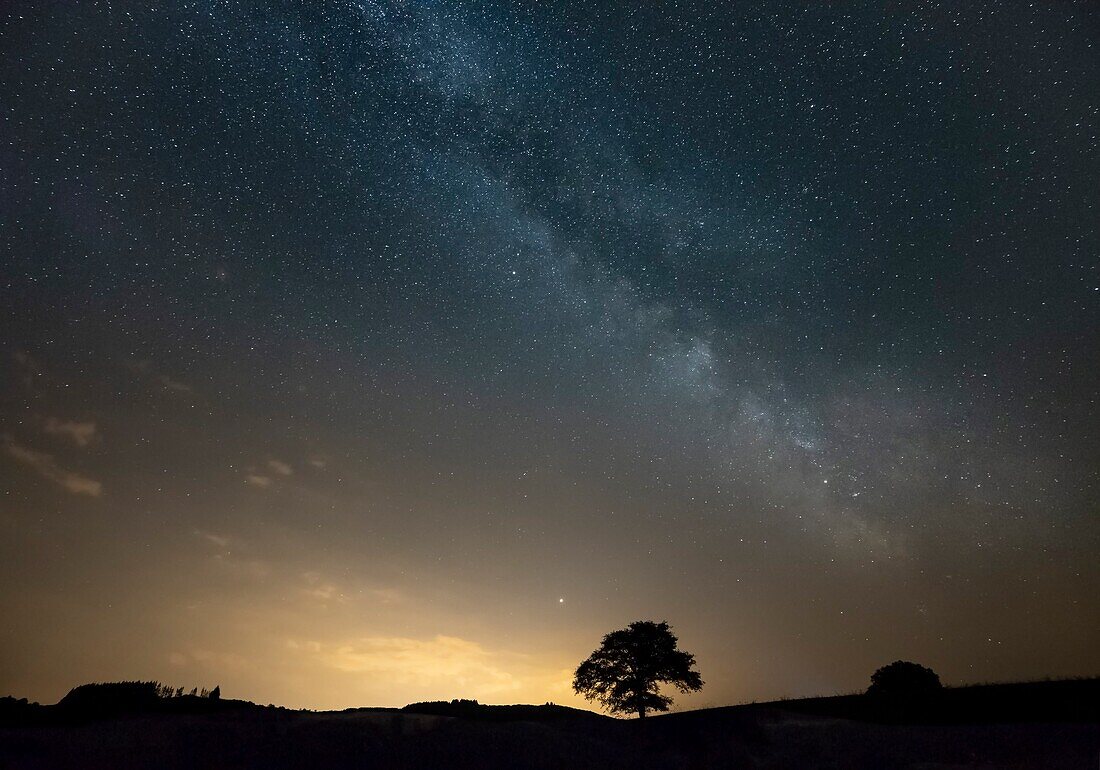 France, Puy de Dome, Saint Angel, Les Chaumards hamlet, the Milky Way